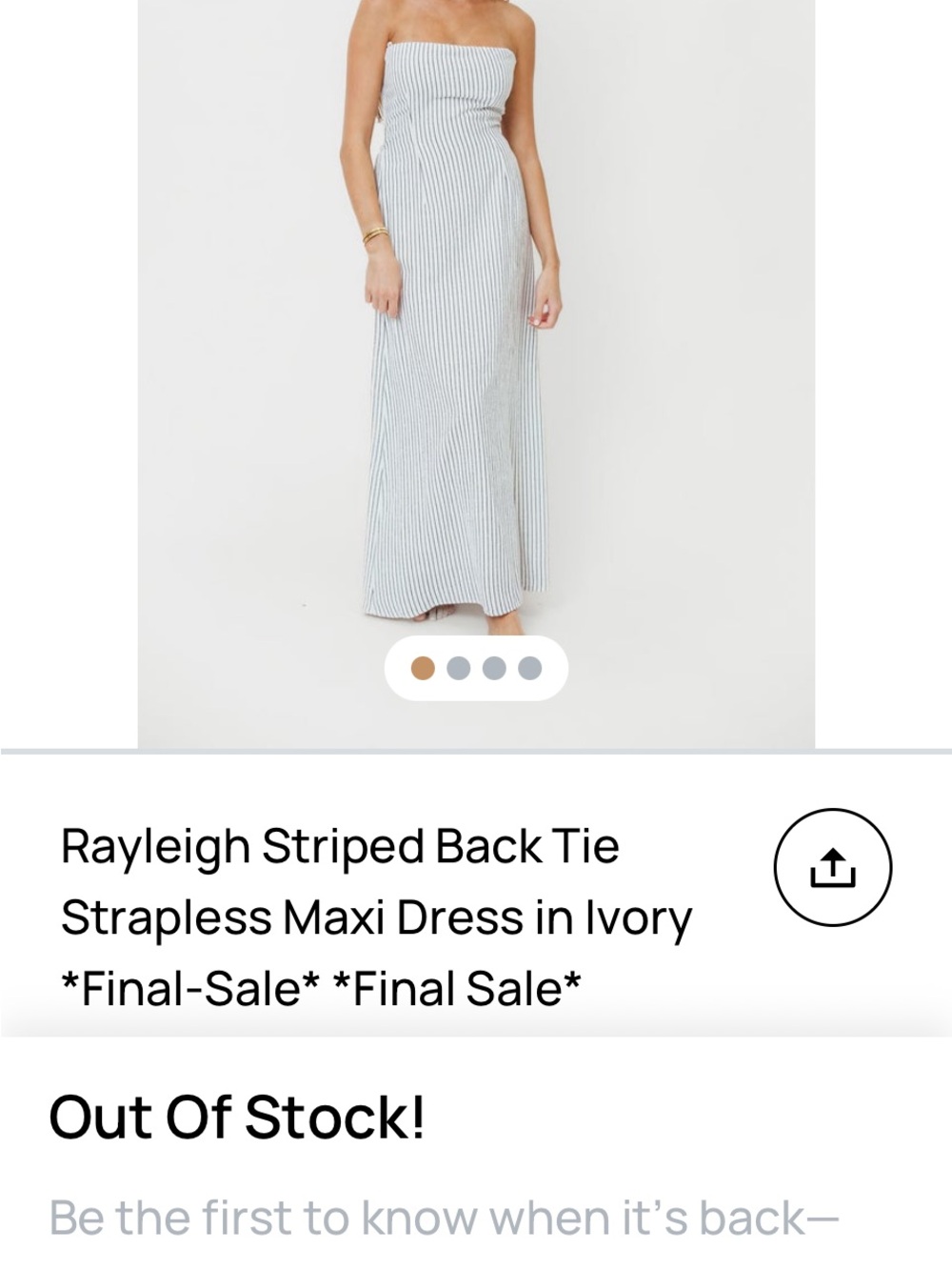 Striped Strapless Maxi Dress in Ivory and Light Blue - Picture 3 of 5